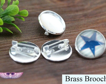 Bezel Brooch Setting - Cabochon Brooch Blank - Brooch Base with Pin Back - safety Pin Brooch Base- Brooch Pin - Brooch Lapel Pin