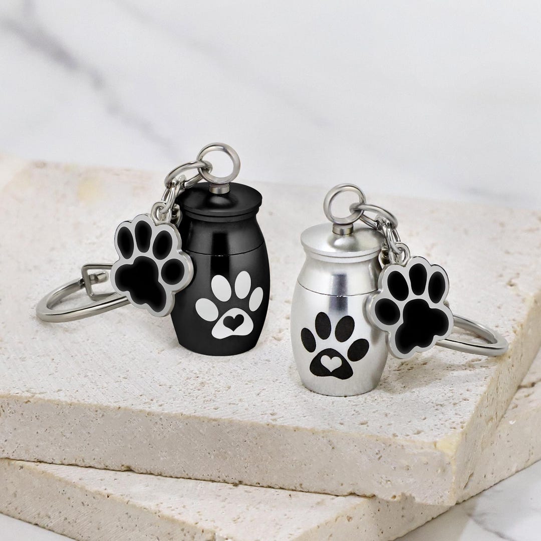 Pet Ashes Keychain - Stainless Steel Vial Charm Key Chain - Dog Cat ...