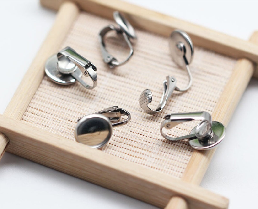 Ear Pin Clips 20pcs Earring Clips- Stainless Steel Non-pierced Clip Back Clip on ...