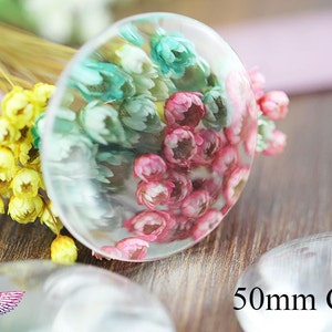 Cabochon in vetro trasparente rotondo da 50 mm - Grande cabochon in vetro trasparente con cupola di ingrandimento e cammeo rotondo - Ciondolo da 2 pollici e castone in vetro