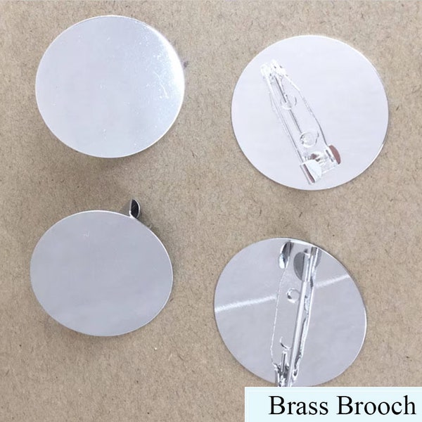 Flat Pin Brooch - Glue Bezel Brooch Setting - Cabochon Brooch Blank - Brooch Base with Pin Back - safety Pin Brooch Base- Brooch Lapel Pin