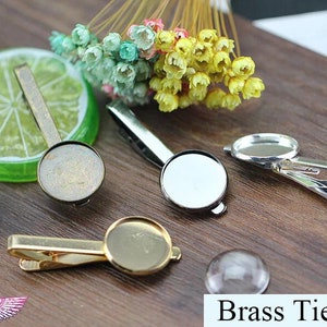18mm Lünette Krawattenklammer Rohling - Silberne Krawattenklammer Versorgung - Rosegold Ameise Bronze Platin Gunmetal Blank Krawattenhalter Einstellungen - Krawatten Cabochon DIY