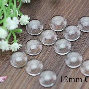Klar glascabochon 12 mm rund - 0,5 tum kupolformad glascabochon 12 mm - Högtransparenta glasskydd - Glasinsatser 12 mm - Förstoringsglas 12 mm