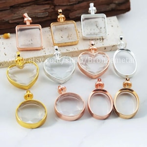 Deep Fillable Glass Locket - Double Sided Case Locket for Birthstones Gems Flower photo Keepsake -  Memorial Jewelry Mother's Gift