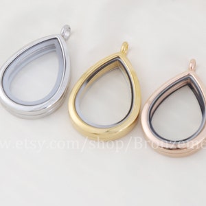 Tear Drop Glass Locket - Stainless Steel Pet Ashes Hair Living Memory Locket Pendant - Cremation Floating Locket Necklace Pendant
