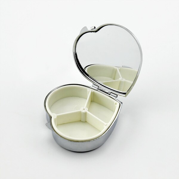 3Days Mirror Pill Box Contrainer - Compart Mirror Pill Box - Weekly Blank Pill Case Frame - 3 Compartment Heart Pill Container Sublimation