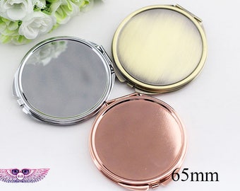 Bulk Compact Mirror Blanks - Pocket Mirror DIY - 65mm Glass Magnifying Mirror- Handheld Portable DIY Compact Mirror