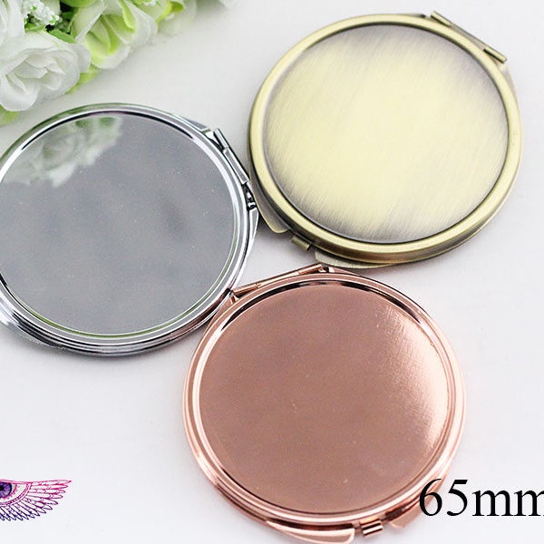 Bulk Compact Mirror Blanks - Pocket Mirror DIY - 65mm Glass Magnifying Mirror- Handheld Portable DIY Compact Mirror