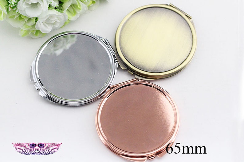 Ebauches de miroirs compacts en vrac Miroir de poche DIY Miroir grossissant en verre 65 mm Miroir compact DIY portable image 1