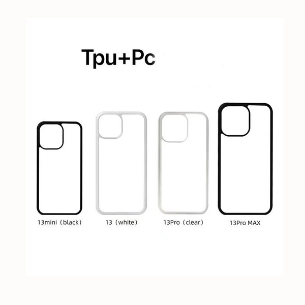 Sublimation Blank Case - Sublimate Phone Cases Blanks - Étui souple en TPU + PC pour mobile avec inserts en aluminium, iphone 7 à iphone 15