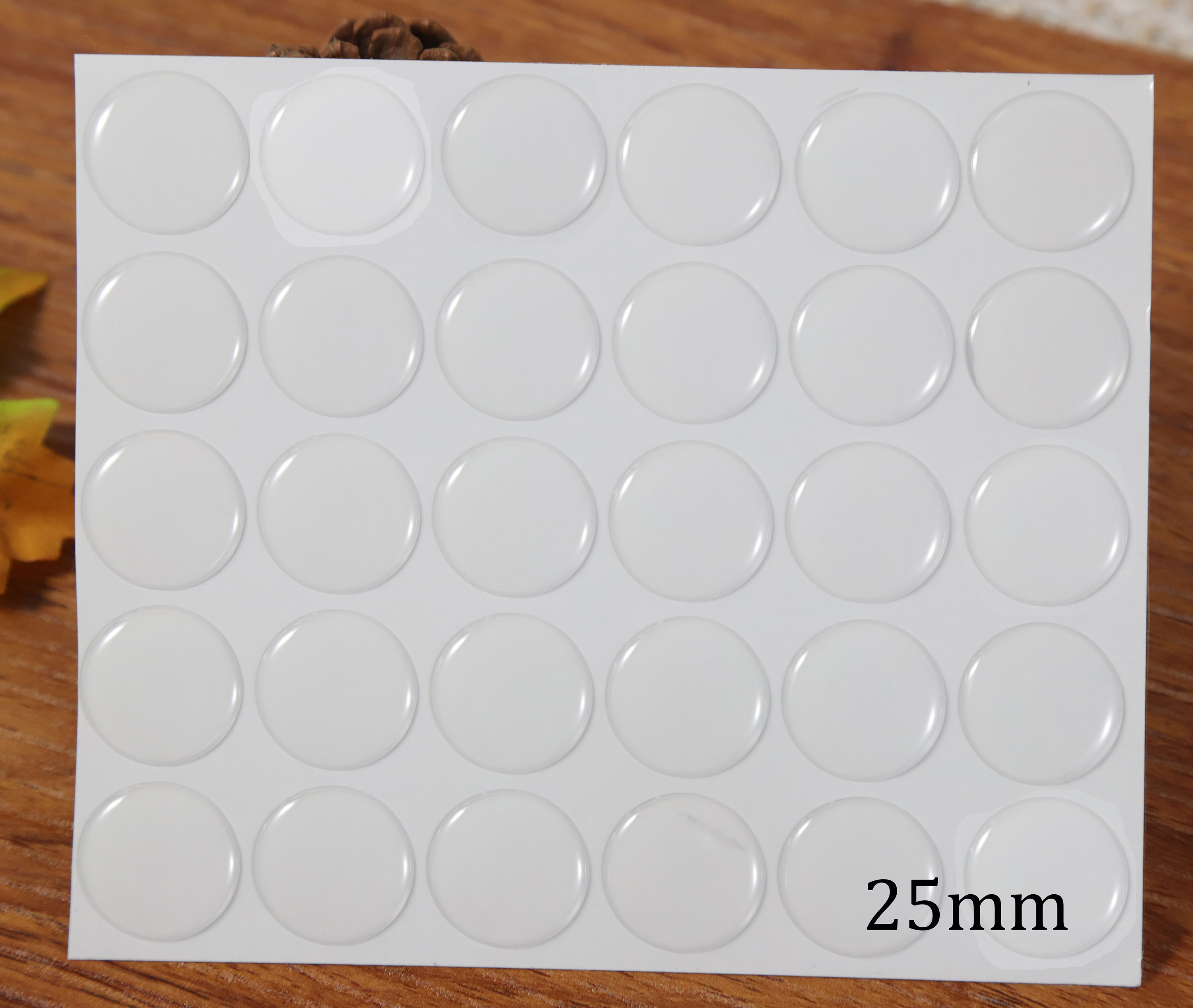 25mm Round Clear Epoxy Stickers, White Paper Sheet, Prefect for Jewelry handmade