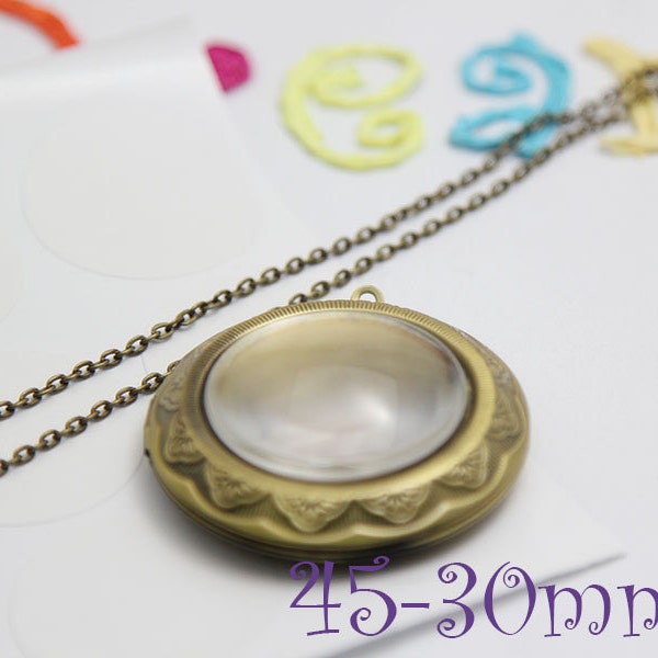 Photo Locket Blank 30mm - Blank Round Locket Cameo Base Settings - Pendant Locket Bezel Tray - Locket Necklace DIY - Pendant Locket base