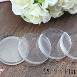 Piastrelle in vetro piatto da 1 pollice - Cabochon in vetro rotondi da 25 mm - Piastrelle in vetro pendenti da 1 pollice - Cabochon in vetro con castone trasparente 25 mm - Copertura in vetro trasparente