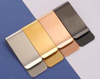 5 Pack Plain Money Clips - Stainless Steel Gold Rose Gold Black Money Clip - Engravable Classic Bill Clis for DIY