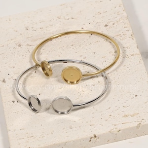 3Pack Stanless Steel Cuff Bracelet -DIY Bezel Bracelet Blank - Elegant Bracelet with Bezel Cups - Glass Cabochon DIY Accessory