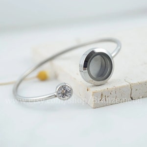 Bracelet médaillon à breloques flottantes - Acier inoxydable 25 mm Verre Bracelets médaillon mémoire vive Cadeau pour mère