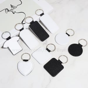 5pcs Sublimation Keychain Blanks-Sublimation Leather Keychains-Faux Leather Keyring Blanks-Sublimation DIY Photo Keychains-Unique Keychain