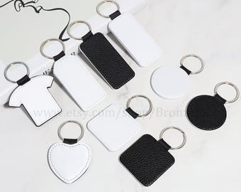 5 llaveros de sublimación en blanco - Llaveros de cuero para sublimación - Llaveros de cuero sintético en blanco - Llaveros con foto DIY para sublimación - Llavero único