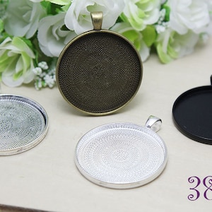 Photo Pendant Trays Kit - Glass Pendant 38mm - 1.5inch Round Pendant blanks- Round Blank Cabochon Pendants-Resin Pendant PC918