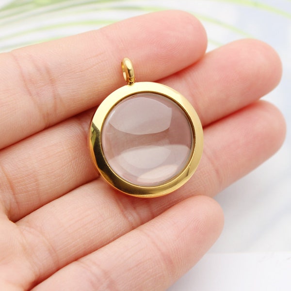 Curved Glass Locket - Stainless Steel Living Locket Pendant - Locket for Women Hold Pictures - Memorial Floating Locket Necklace