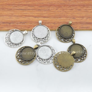 Pendant Blank - Star Blank Settings - 25mm Vintage Glass Pendant Setting - Pendant Trays - Cabochons Setting - 1inch Pendant Blank