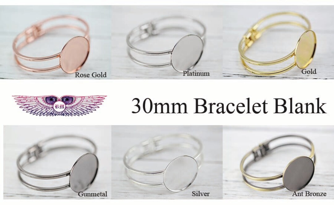 10pcs 20mm 25mm 30mm round setting Blank Bracelet Cuff, bracelet blanks,  Bezel Bracelet Blank, Bracelet Tray
