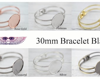 30 mm blanco armband - ronde tandpad - zilveren cabochon armband setting - messing armband blanks - ring armband basis lood-nikkelvrij BR017