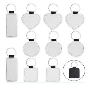 10PCS Sublimation Blanks Keychain Glitter PU Leather Keychain Heat