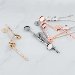 Blank Bobby Pins Tray - Bobby Pins Blanks - Bezel Hair Pin Cabochon Setting - Hair Cabochon Trays