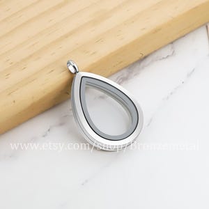 Tear Drop Glass Locket - Stainless Steel Pet Ashes Hair Living Memory Locket Pendant - Cremation Floating Locket Necklace Pendant