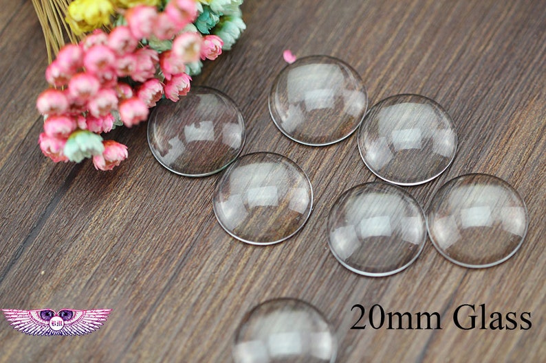 Magnify Glass 20mm Round Clear Glass Cabochons-Clear Glass Covers Clear Glass 20mm Pendant and Bezel Glass Top Cabochon Glass 20mm image 1