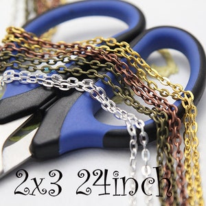 Vintage Oval Chain - 24 inch(60cm) 2x3mm - Plain Cable chain, Necklaces Chain - Rolo Chain Necklaces - Oval Link Chains