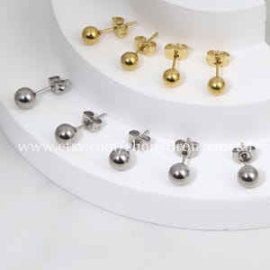 Ball Stainless Steel Earring Stud - Earring Post- 20PCS Ball Stud Blank earrings- Hypoallergenic Earring Finding-Earring Blank Findings