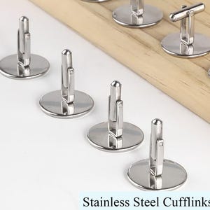 Stainless Steel Cufflink Blanks French Cufflink Base with 10/12/14/16/18/20mm Round Cabochon Setting Cuff Link Accessories 3pairs