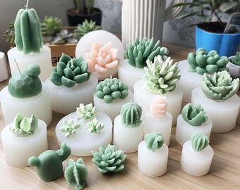 Resin Candles Succulent Plant Molds- Soap Cactus Wax Polymer Clay Concrete Plaster Fondant Cake Silicone Mold Decor Chocolate