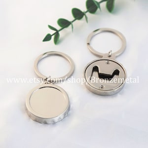 5pack Bottle Opener Blank - Key Chains Bezel Area 27mm Circle - Bottle Opener Epoxy Cabochon Setting - DIY Bottle Opener