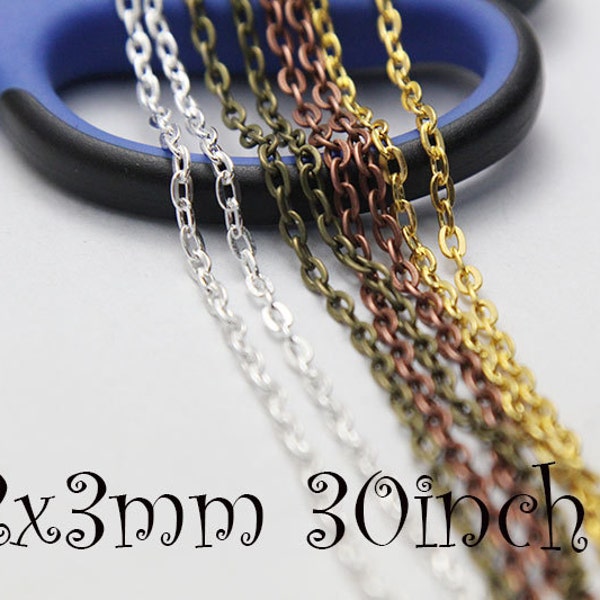 30inch- Rolo Necklaces with Lobster Clasp - Vintage Charm or Pendant Necklace Chains -  Rolo Necklace Chain with Lobster Clasp