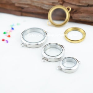Floating Locket Bracelet Links - 20mm 25mm 30mm Living Locket Bracelet -Rotate Open Glass Locket- Memory Empty Clear Locket Stainless Steel