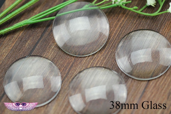 Domed Glass Covers- 1.5inch Pendant Glass Cabochon - 38mm Round Clear Glass Cabochon-38mm Crystal Glass Cabochon - Extremely Clear