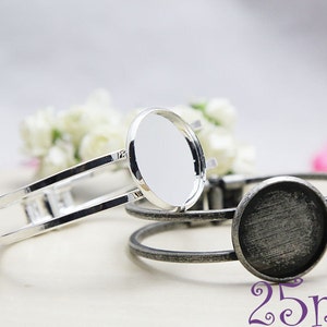 Infattning för armbandsring - Armbandsämnen - 2,5 cm Rund silvermyra Silverarmband - Grunt - Armbandsringbrickor - Armbandsämnen