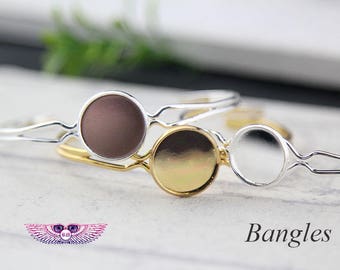 Manchet armband blanco - manchet bezel armband - glas cabochon armband - zilver gouden armband setting - messing blanco armband