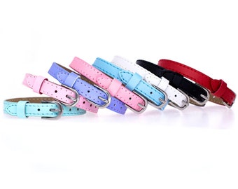 Genuine Leather  Slide Bracelet - Slide Charm Wristbands -  Charm Bracelets, 8mm Leather Strap - 8mm Slide Charms Bangles Mother's Gift