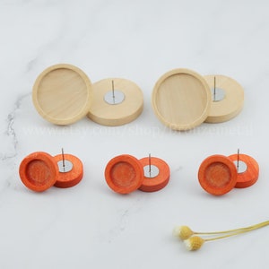 Perni cabochon in legno - Base per orecchini - Componenti per orecchini a perno in acciaio inossidabile fai da te