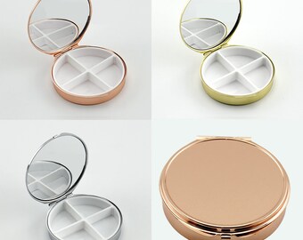 4Compartment Pill Organizer  - 4Days Mirror Pill Box Contrainer - Compart Mirror Weekly Blank Pill Case