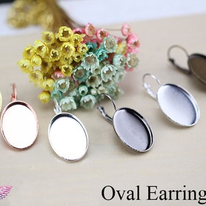 20pcs DIY Earring Oval Blank Setting - 13X18mm 18x25mm Bezel Earring Base