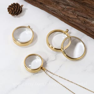 Gold Curved Glass Locket - Stainless Steel Locket Pendant - Locket for Women Hold Pictures - Memorial Floating Locket Necklace