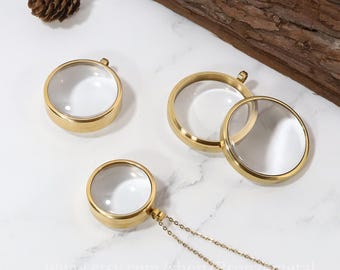 Gold gebogenes Glas Medaillon - Edelstahl Medaillon Anhänger - Medaillon für Frauen halten Bilder - Erinnerung Floating Medaillon Halskette