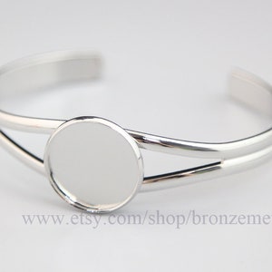 10 pack 20mm Cuff Cabochon Bracelet Setting - Adjustable - Platinum Bracelet Blanks- Cuff Bracelet Bangle- Cuff Bracelet Settings