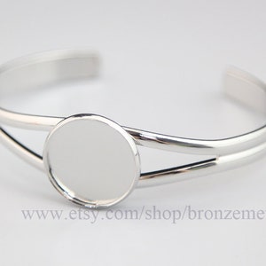 20mm Cuff Cabochon Bracelet Setting - Adjustable - Platinum Bracelet Blanks- Cuff Bracelet Bangle- Cuff Bracelet Settings