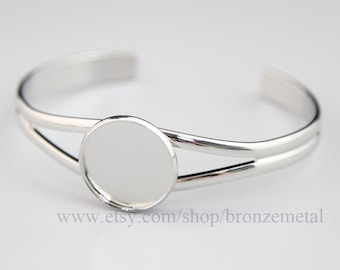 10 pack 20mm Cuff Cabochon Bracelet Setting - Adjustable - Platinum Bracelet Blanks- Cuff Bracelet Bangle- Cuff Bracelet Settings